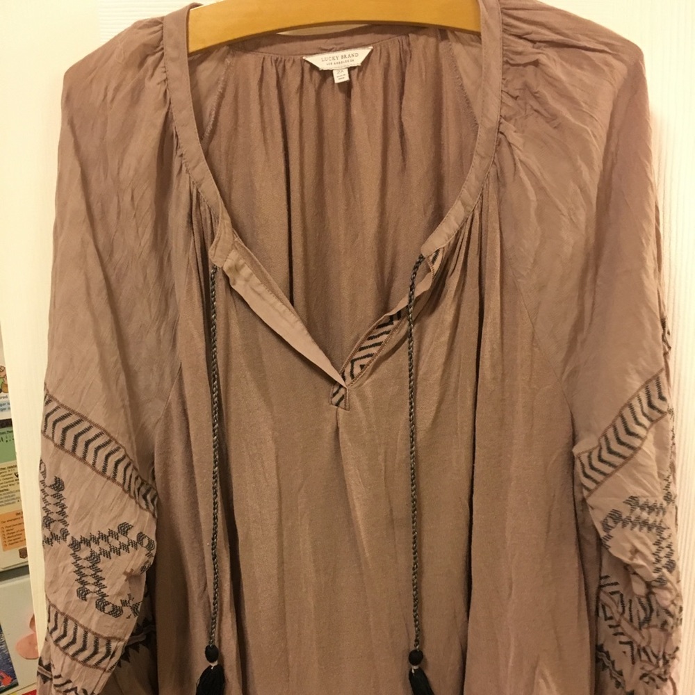 Tan flowy blouse